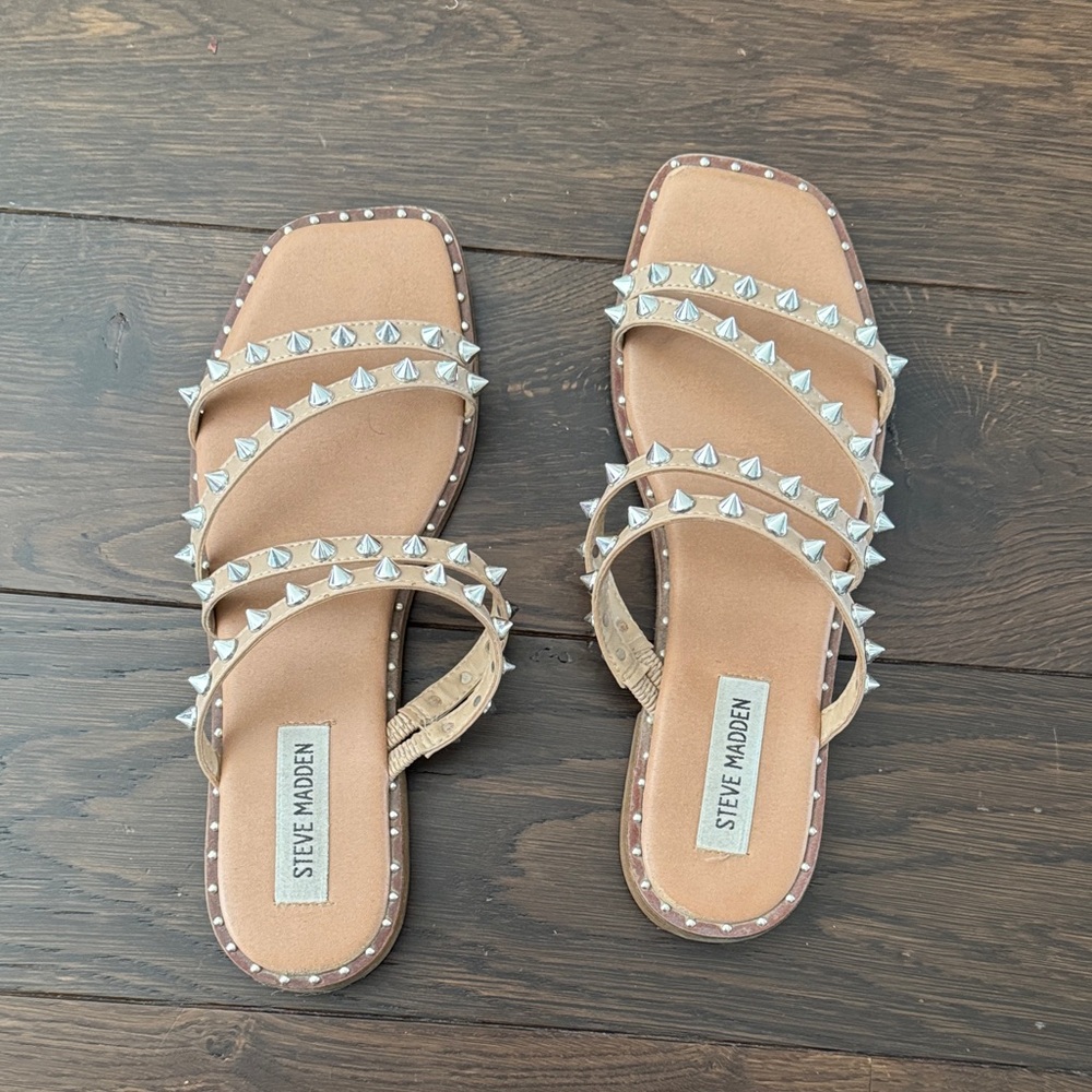 Steve Madden Beige Studded Sandals